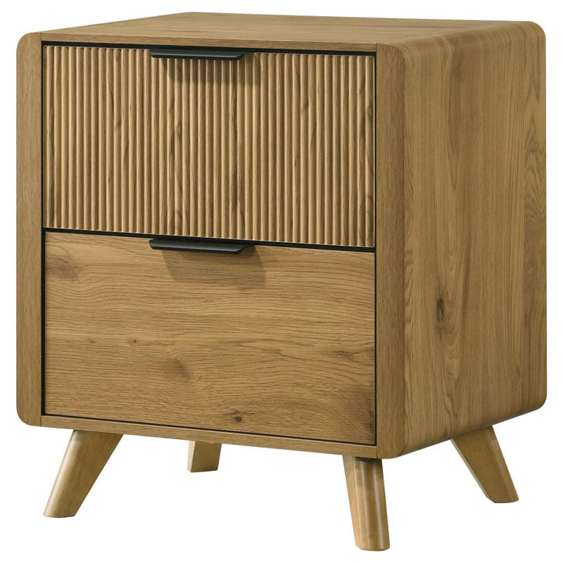 Bennett Mid-Century 2-Drawer Rubberwood Nightstand