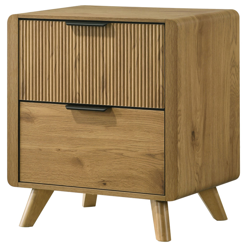 Mesa de noche de dormitorio Bennett con 2 cajones, roble claro