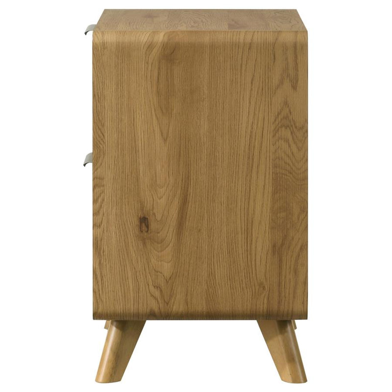 Bennett Mid-Century 2-Drawer Rubberwood Nightstand