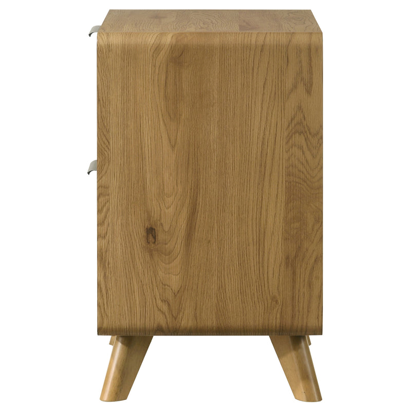 Mesa de noche de dormitorio Bennett con 2 cajones, roble claro