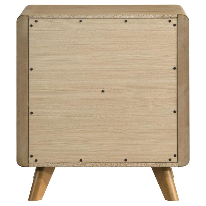 Bennett Mid-Century 2-Drawer Rubberwood Nightstand