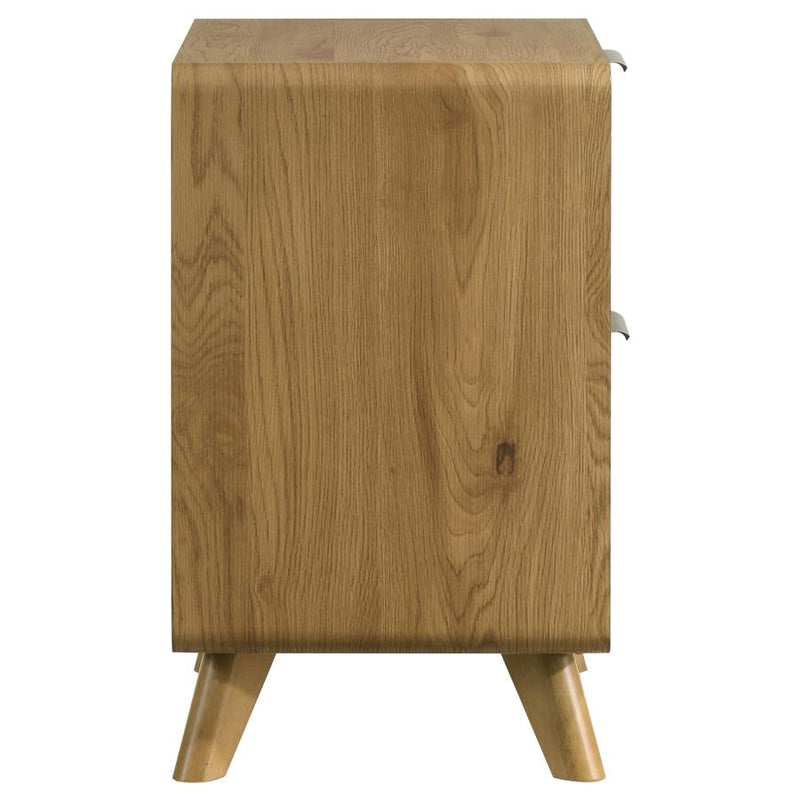 Bennett Mid-Century 2-Drawer Rubberwood Nightstand