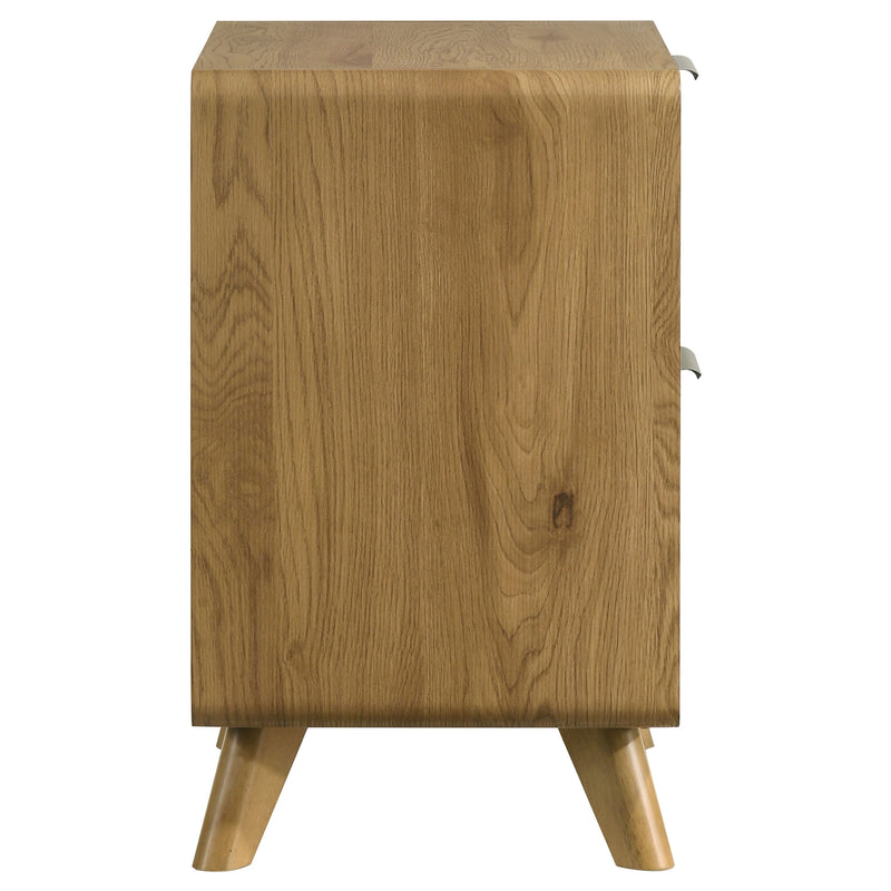 Mesa de noche de dormitorio Bennett con 2 cajones, roble claro