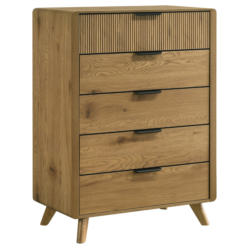Cómoda de 5 cajones Bennett para dormitorio, roble claro
