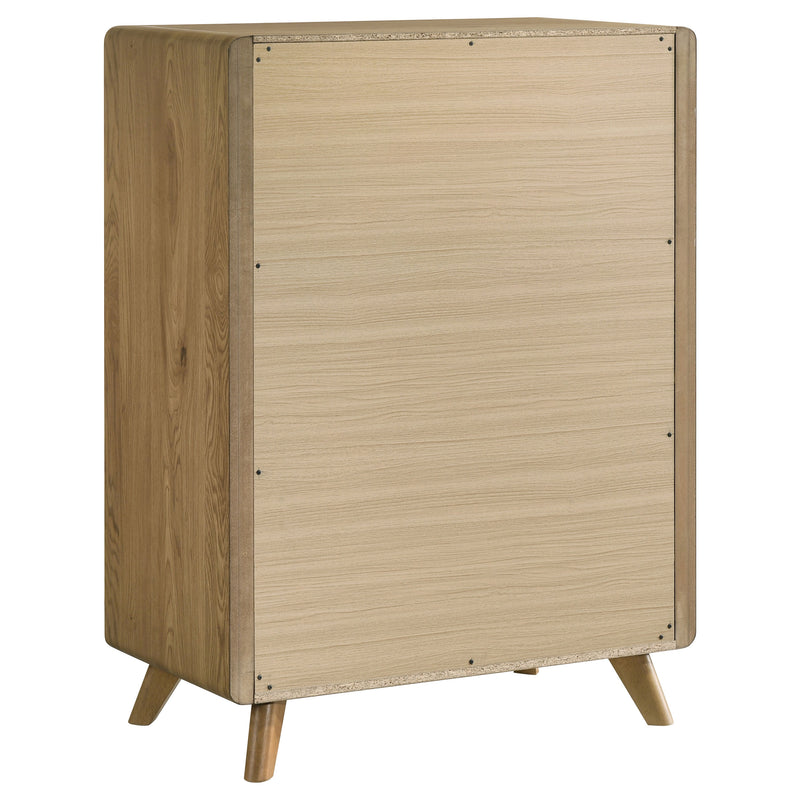 Cómoda de 5 cajones Bennett para dormitorio, roble claro