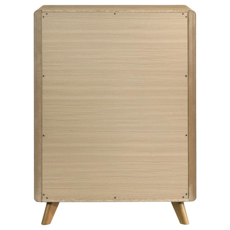 Bennett Mid-Century 5-Drawer Rubberwood Chest
