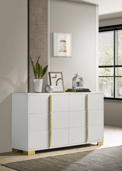 Marceline 6-drawer Dresser with Mirror White