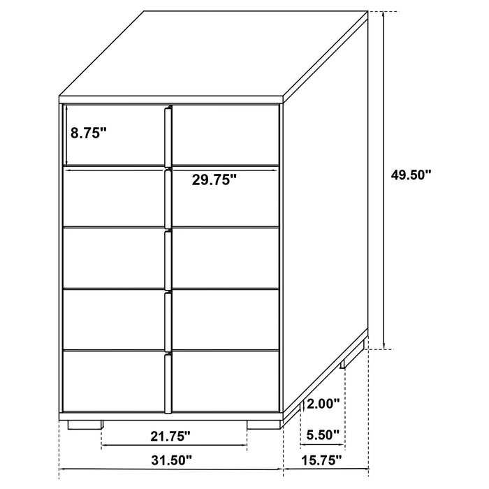 Marceline 5-drawer Chest White