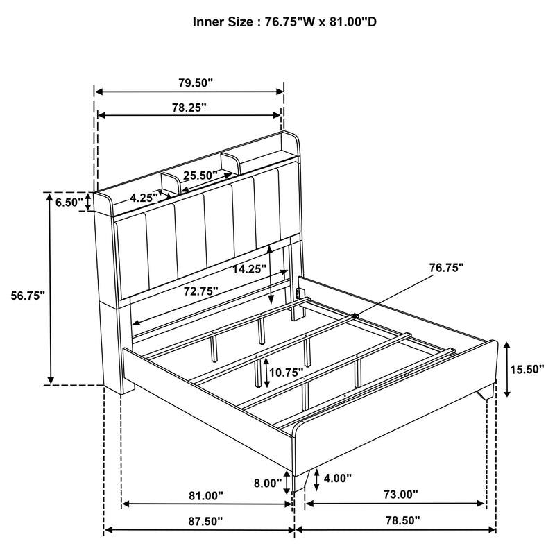 Henderson 57-inch Bookcase Panel Bed Medium Oak