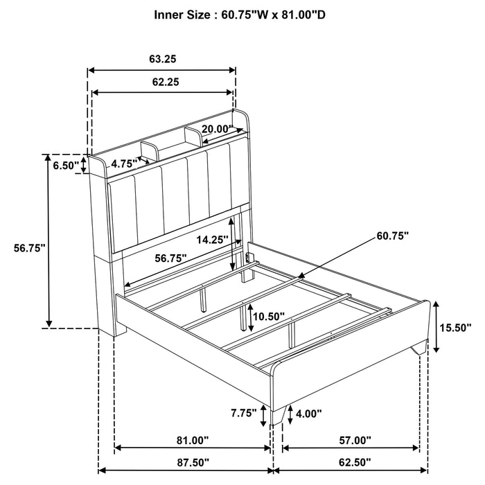 Henderson 57-inch Bookcase Panel Bed Medium Oak