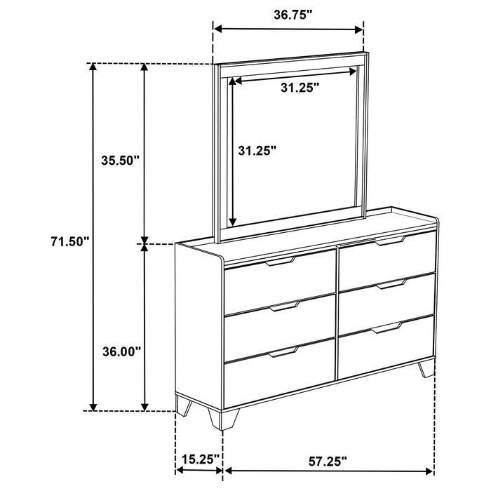 Henderson 6-drawer Bedroom Dresser with Mirror Medium Oak