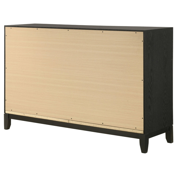 Valencia 6-drawer Dresser with Mirror Light Brown and Black