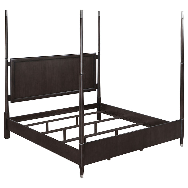 Cama con dosel Queen Emberlyn Wood, color marrón