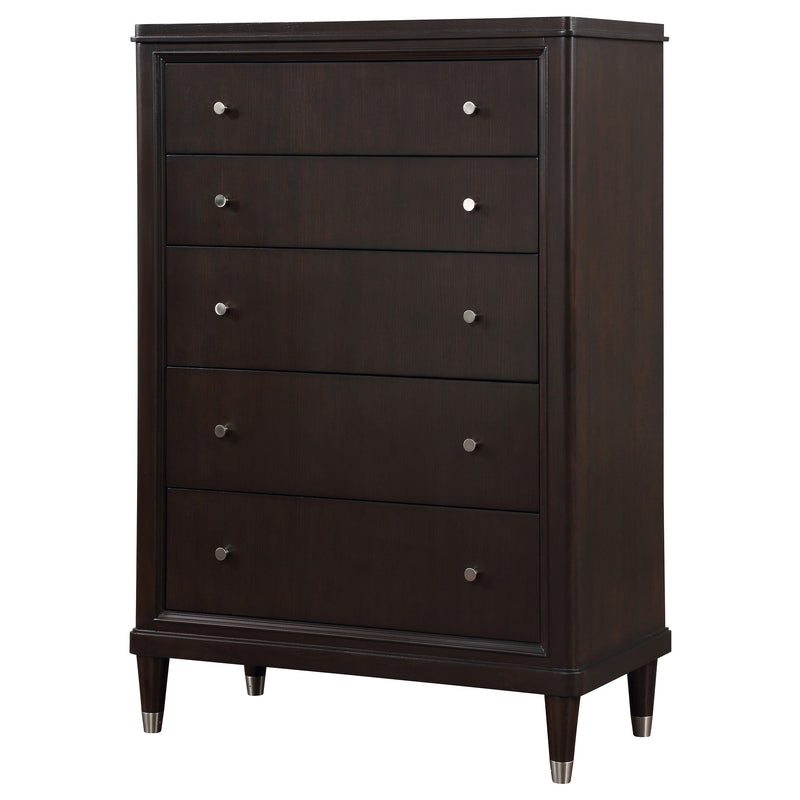 Cómoda de dormitorio de 5 cajones Emberlyn, marrón
