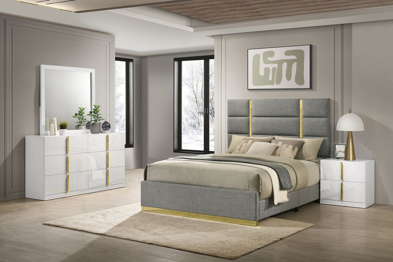 Ines Bedroom Set Grey and White High Gloss