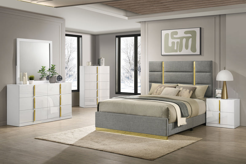 Ines Bedroom Set Grey and White High Gloss