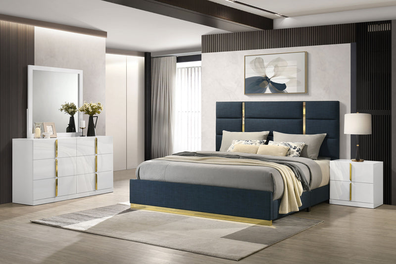 Ines Bedroom Set Grey and White High Gloss