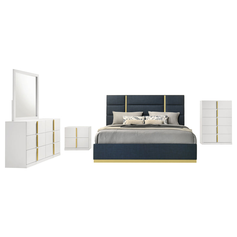 Ines Bedroom Set Grey and White High Gloss