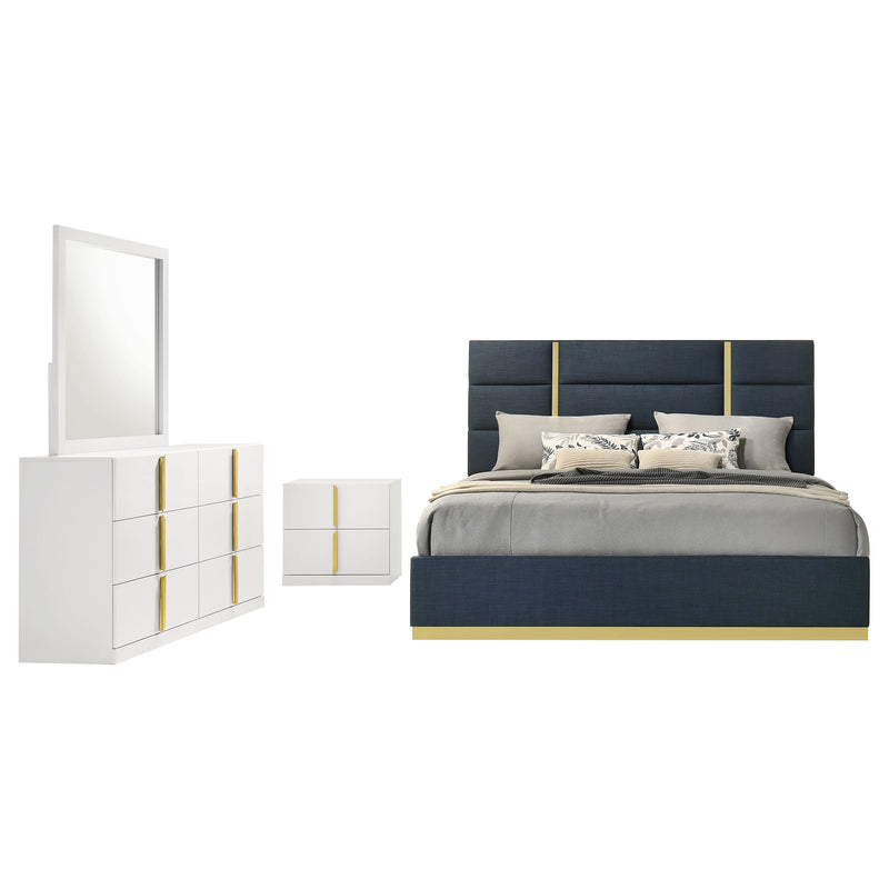 Ines Bedroom Set Grey and White High Gloss
