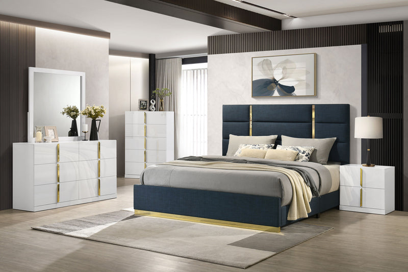 Ines Bedroom Set Grey and White High Gloss
