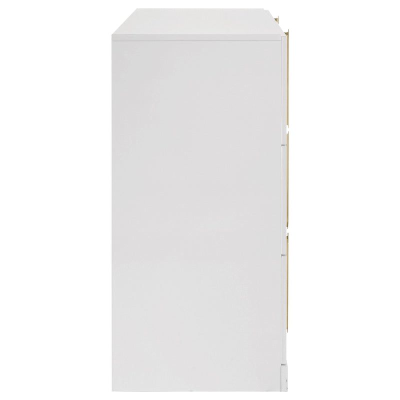 Cómoda de dormitorio Ines de 6 cajones, color blanco brillo