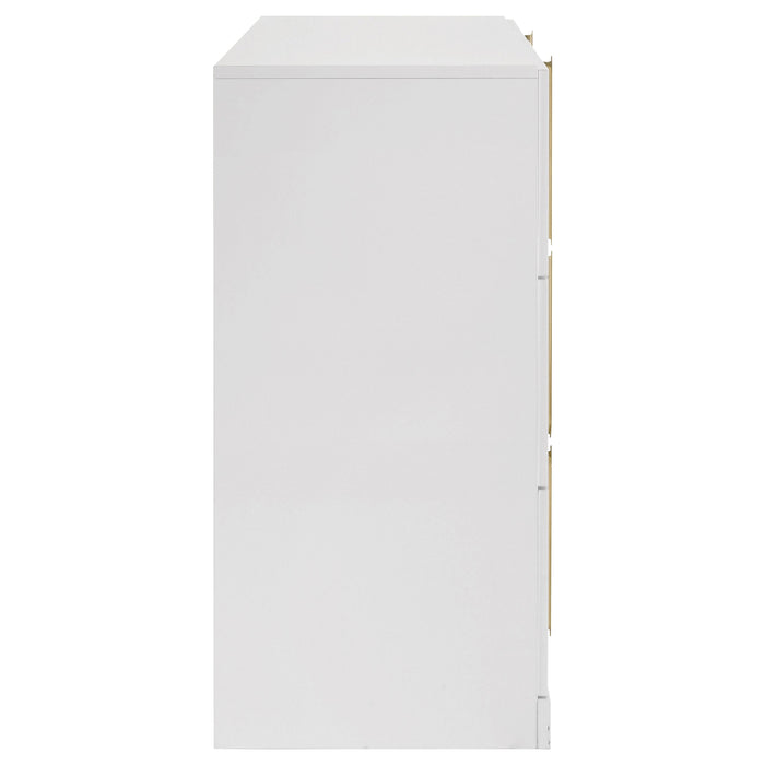 Ines 6-drawer Bedroom Dresser Cabinet White High Gloss