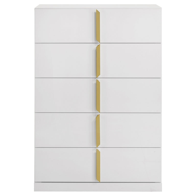 Ines 5-drawer Bedroom Chest of Drawers White High Gloss