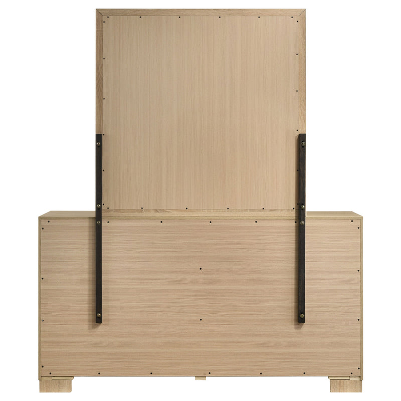 Cómoda de dormitorio Arielle de 6 cajones con espejo, roble claro