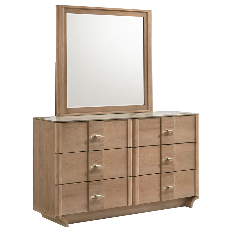 Leanne 6-drawer Sinter Stone Top Dresser Cabinet Light Oak