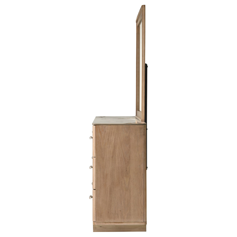 Leanne 6-drawer Sinter Stone Top Dresser Cabinet Light Oak