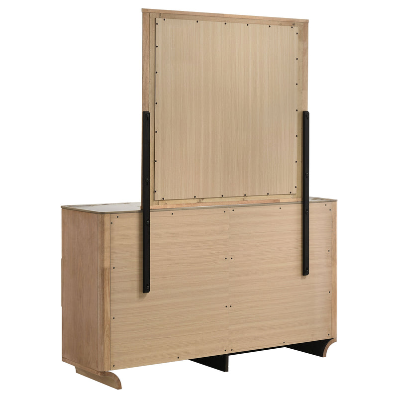 Leanne 6-drawer Sinter Stone Top Dresser Cabinet Light Oak
