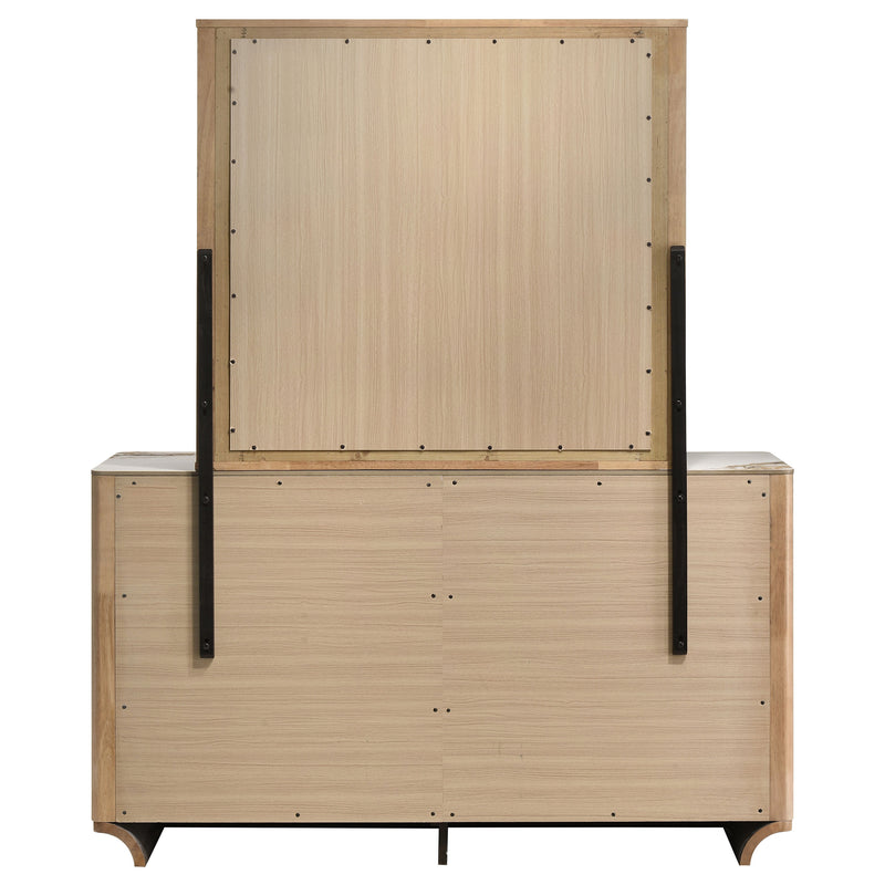 Leanne 6-drawer Sinter Stone Top Dresser Cabinet Light Oak