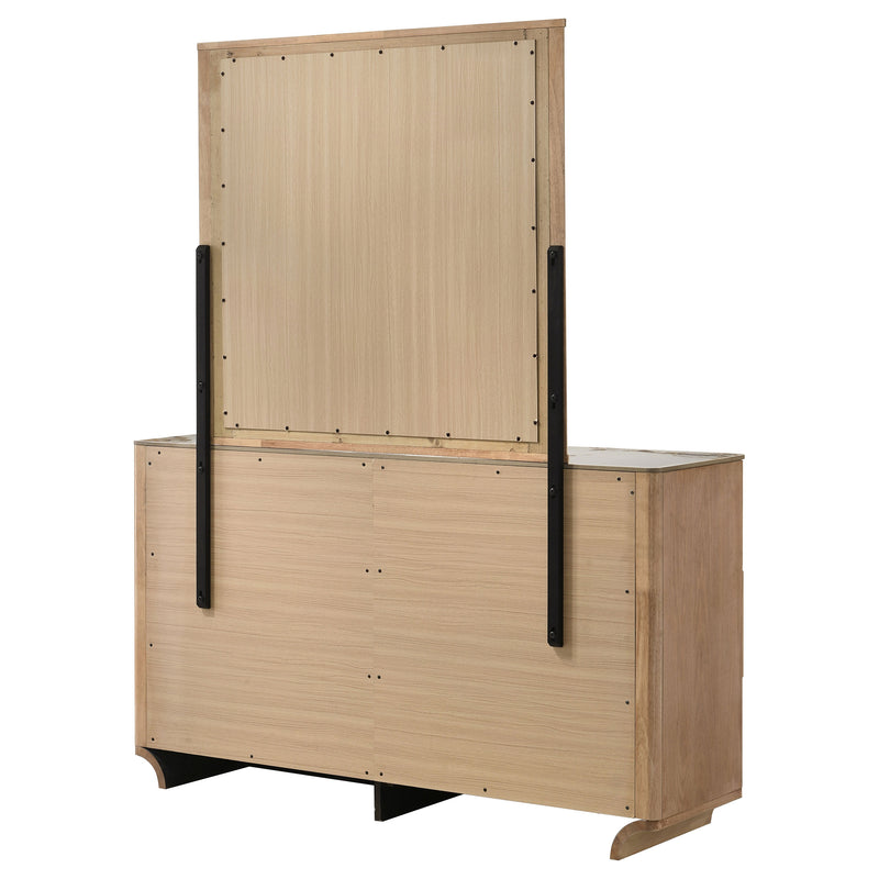 Leanne 6-drawer Sinter Stone Top Dresser Cabinet Light Oak