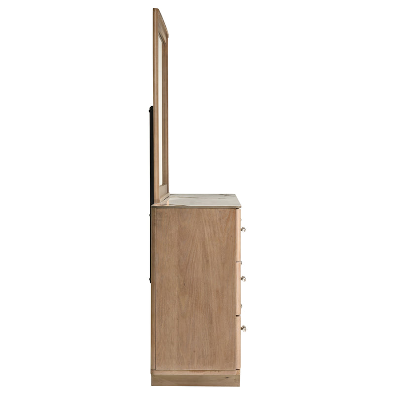 Leanne 6-drawer Sinter Stone Top Dresser Cabinet Light Oak