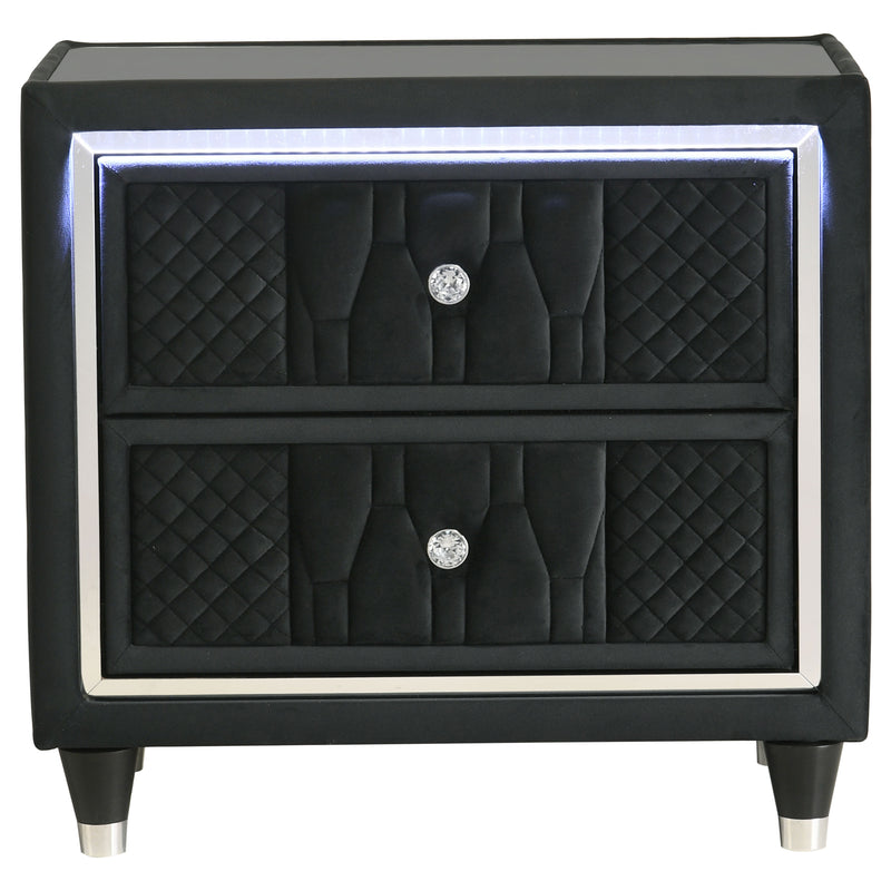 Mesita de noche Lorient con 2 cajones, USB y LED, color negro