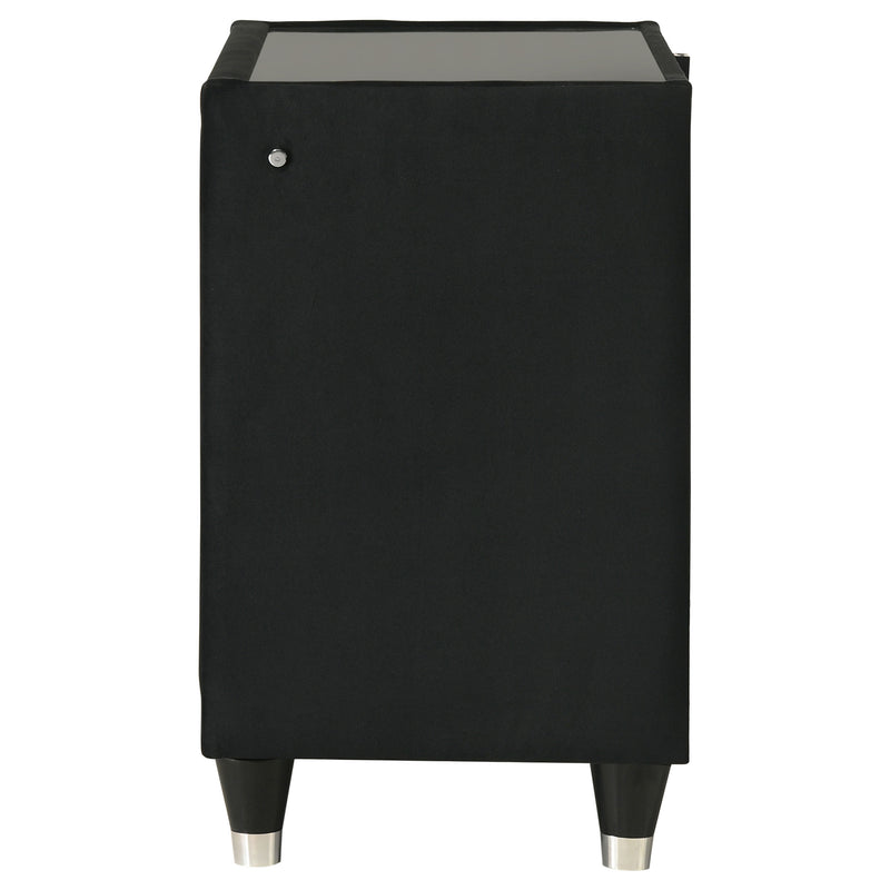Mesita de noche Lorient con 2 cajones, USB y LED, color negro