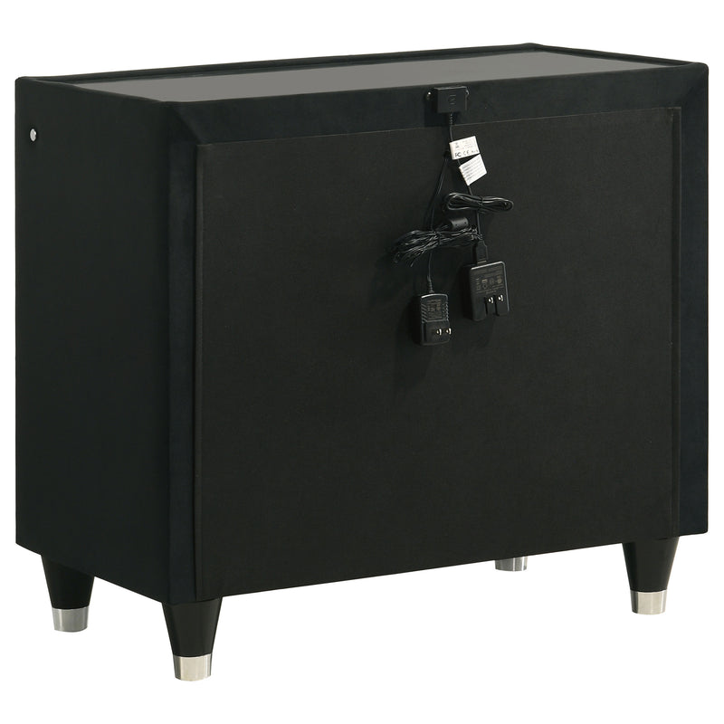 Mesita de noche Lorient con 2 cajones, USB y LED, color negro