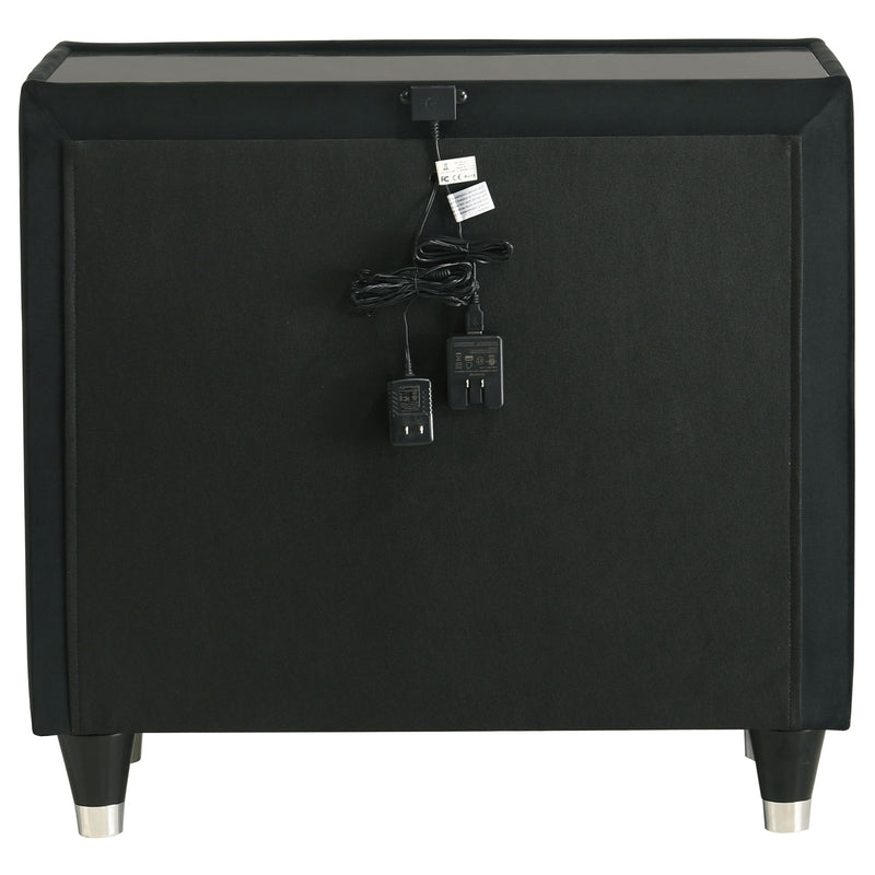 Mesita de noche Lorient con 2 cajones, USB y LED, color negro
