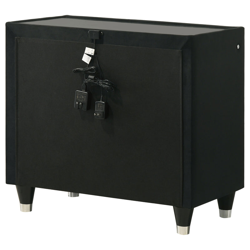 Mesita de noche Lorient con 2 cajones, USB y LED, color negro