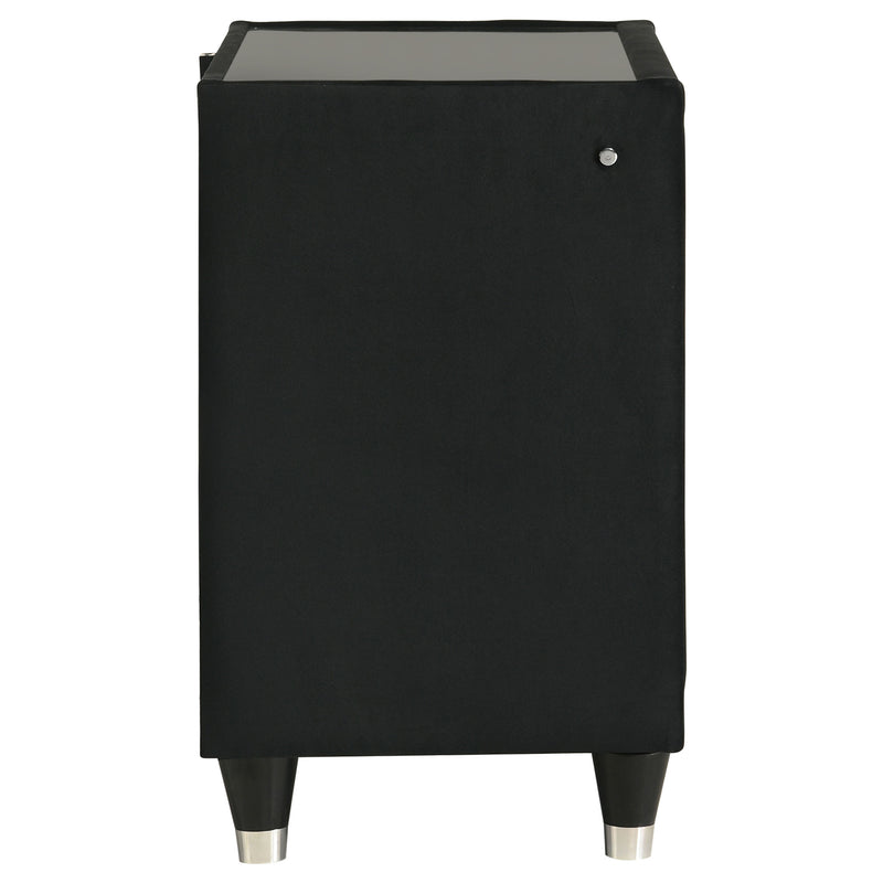 Mesita de noche Lorient con 2 cajones, USB y LED, color negro