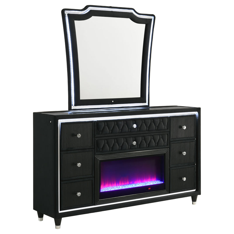 Lorient 8-drawer LED Dresser Black