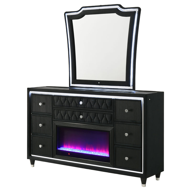 Lorient 8-drawer LED Dresser Black