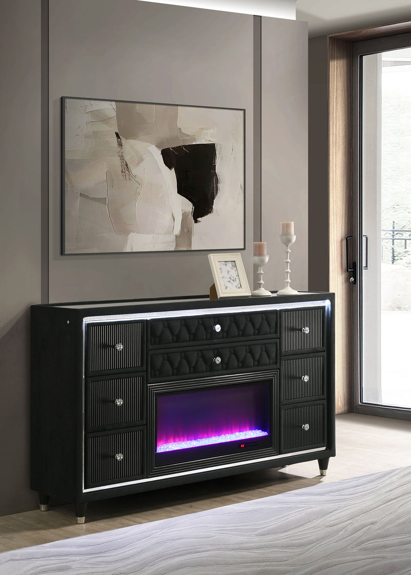 Lorient 8-drawer LED Dresser Black