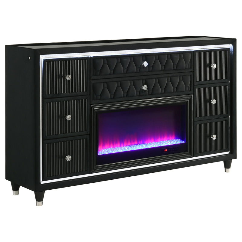 Lorient 8-drawer LED Dresser Black