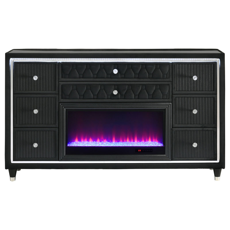 Lorient 8-drawer LED Dresser Black