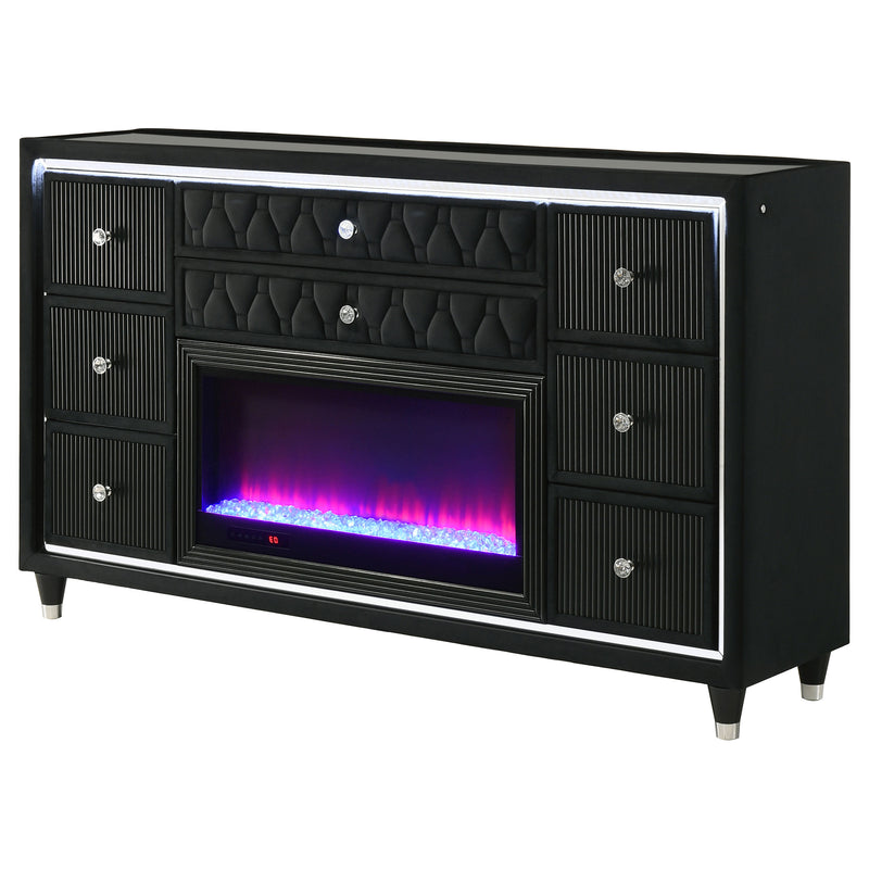 Lorient 8-drawer LED Dresser Black