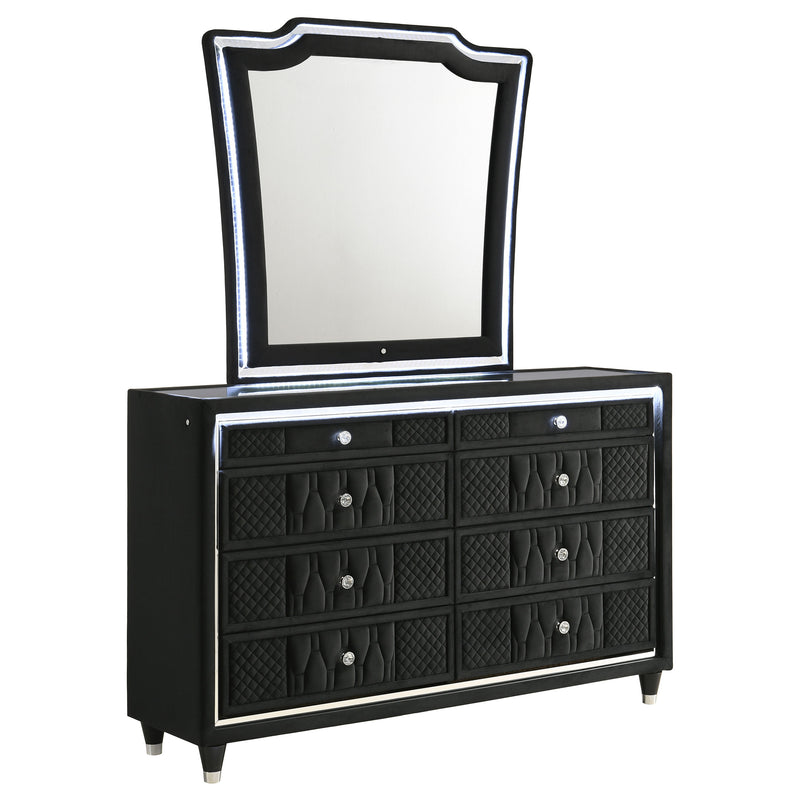 Lorient 8-drawer LED Dresser Black