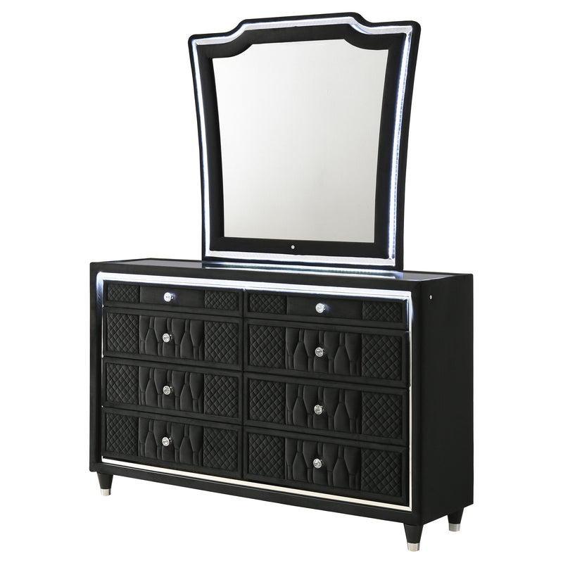 Lorient 8-drawer LED Dresser Black