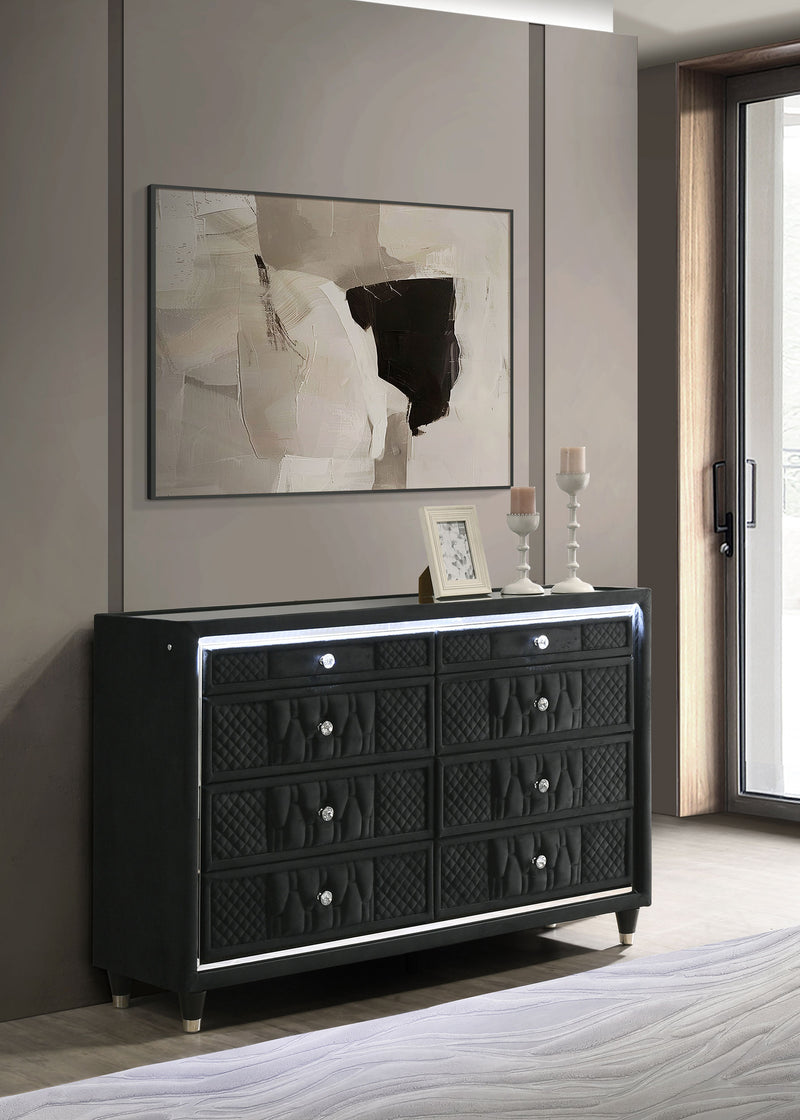 Lorient 8-drawer LED Dresser Black
