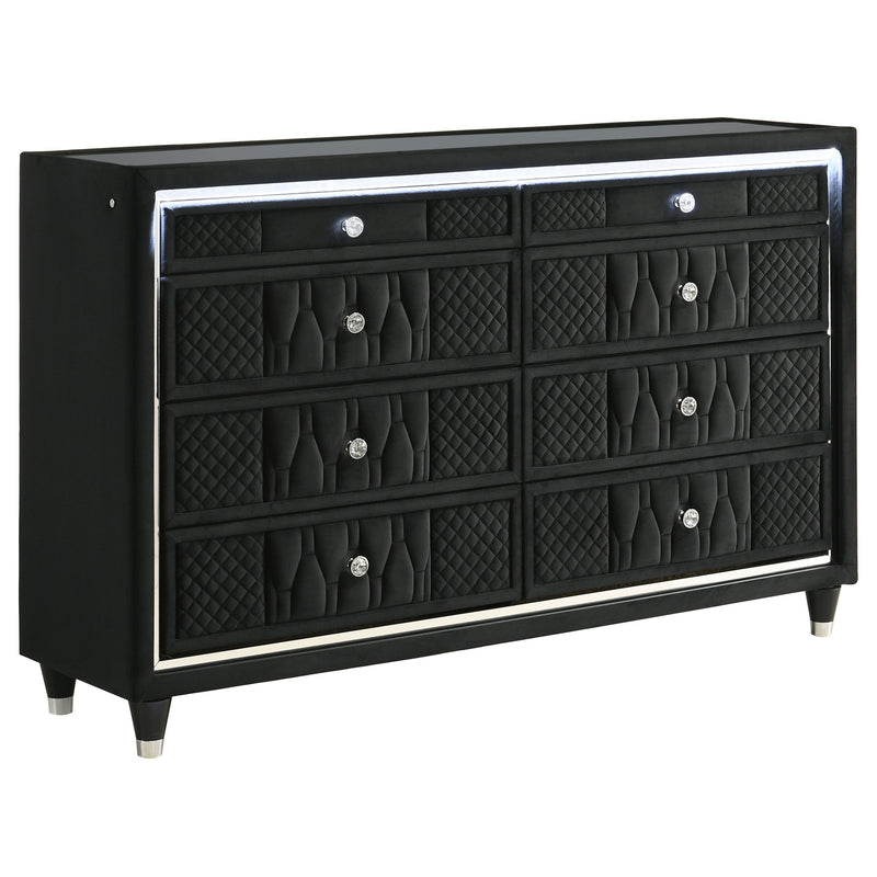 Lorient 8-drawer LED Dresser Black